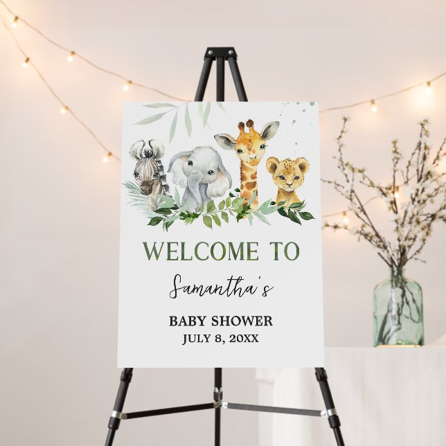 Oh Boy Safari Baby Shower Welcome Sign (In Situ (Stand))