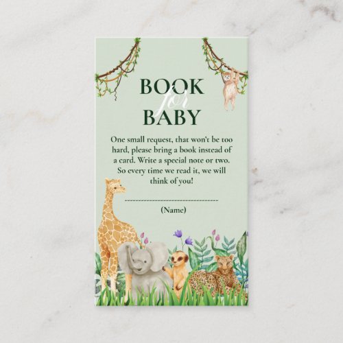 Oh Boy Safari Jungle Baby Shower Book for Baby Enclosure Card