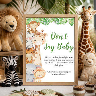 Oh Boy! Safari Shower   Don't Say Baby Table Sign