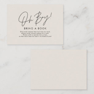oh boy script cream baby shower bring a book note card
