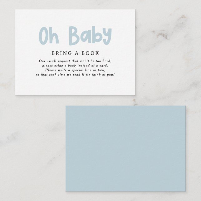 oh boy script cream baby shower bring a book  note card (Front/Back)
