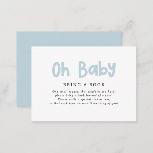 oh boy script cream baby shower bring a book  note card