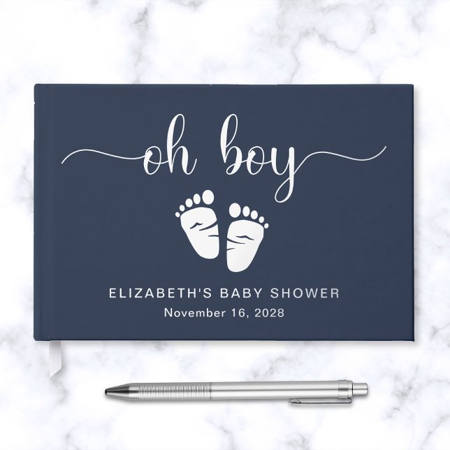 Oh Boy Silver Foil Blue Baby Feet Boy Shower Foil Guest Book (Creator Uploaded)