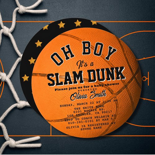 Oh Boy Slam Dunk Basketball Boy Baby Shower Circle