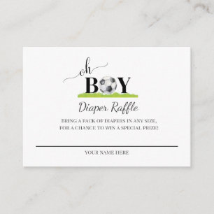 Oh Boy Soccer Boy Baby Shower Diaper Raffle Enclosure Card