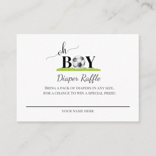 Oh Boy Soccer Boy Baby Shower Diaper Raffle Enclosure Card