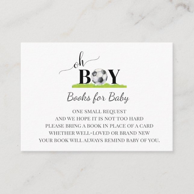 Oh Boy Soccer Boy Baby Shower Enclosure Card (Front)