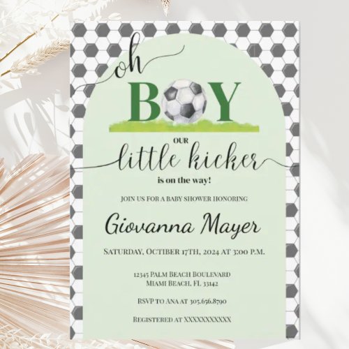 Oh Boy Soccer Boy Baby Shower Invitation