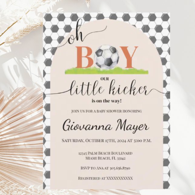 Oh Boy Soccer Boy Baby Shower Invitation (Creator Uploaded)
