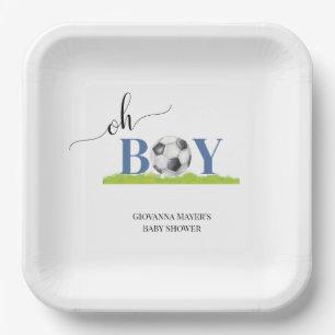 Oh Boy Soccer Boy Baby Shower Invitation Paper Plates