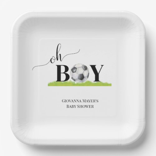 Oh Boy Soccer Boy Baby Shower  Paper Plates