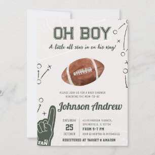 Oh Boy Sports Football Baby Shower Invitation