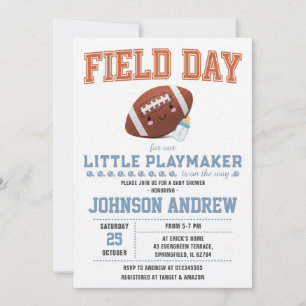 Oh Boy Sports Minimalist Football Baby Shower Invitation