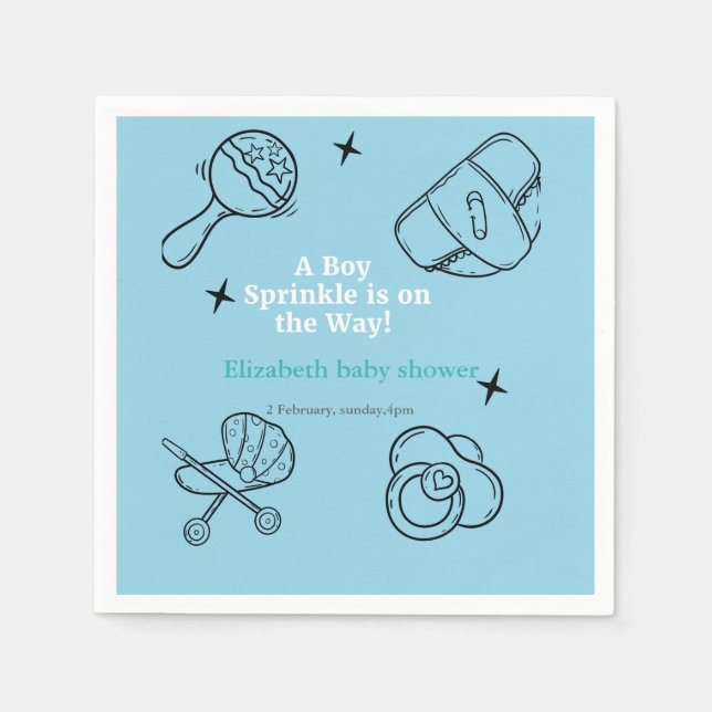 Oh Boy sprinkle It's A Boy Baby Shower  Napkins (Front)