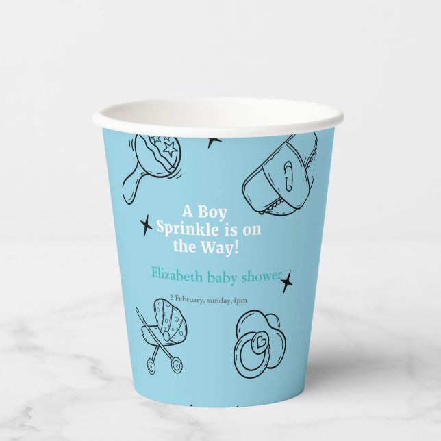 Oh Boy sprinkle It's A Boy Baby Shower  Paper Cups (Front)