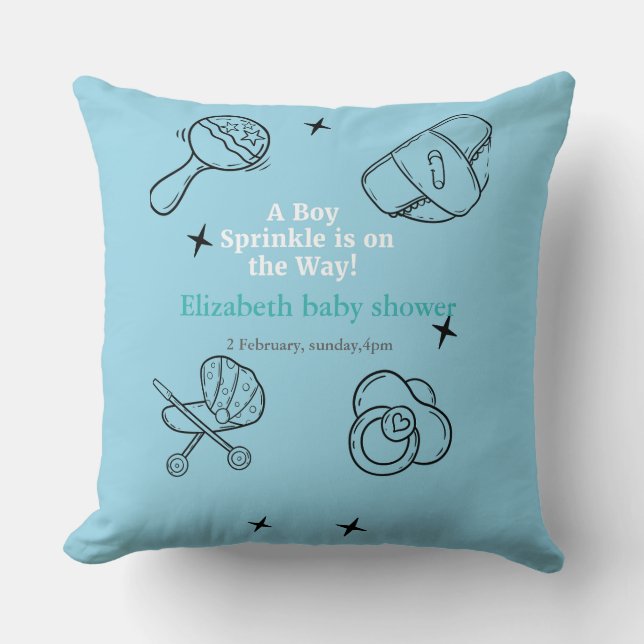 Oh Boy sprinkle It's A Boy Baby Shower  Throw Pillow (Front)