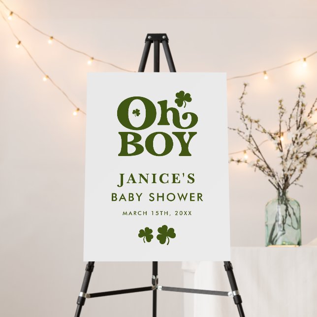 Oh Boy St. Patrick's Day Baby Shower Welcome Sign (In Situ (Stand))