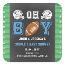 Oh Boy Super bowl Football Baby Shower Square Sticker