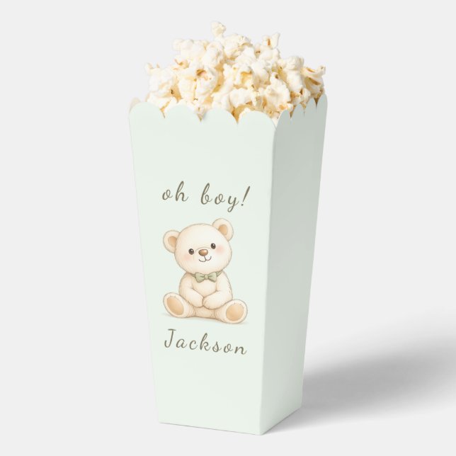 Oh Boy Teddy Bear Baby Shower Popcorn  Favor Boxes (Popped)