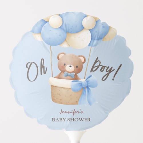 Oh Boy  Teddy Bear Blue Balloons Boy  Baby Shower