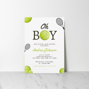Oh Boy Tennis Baby Shower Invitation