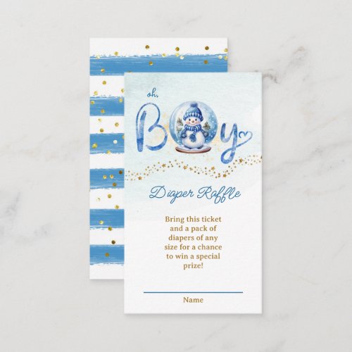 Oh Boy Theme Baby Shower Diaper Raffle Ticket Enclosure Card