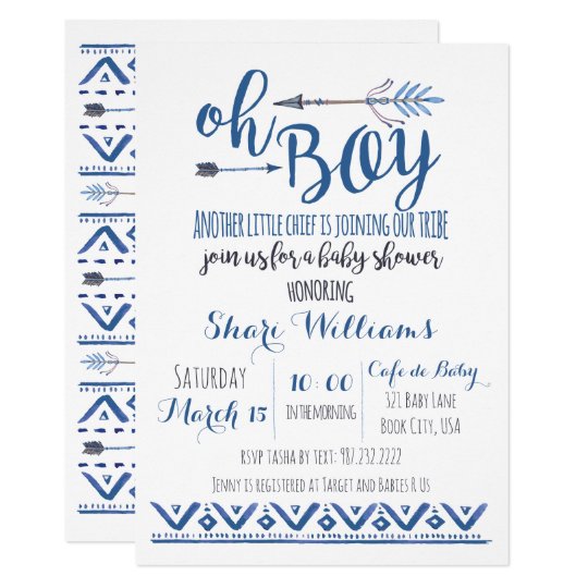 Oh Boy Tribal Baby Shower Invitation Zazzle Com