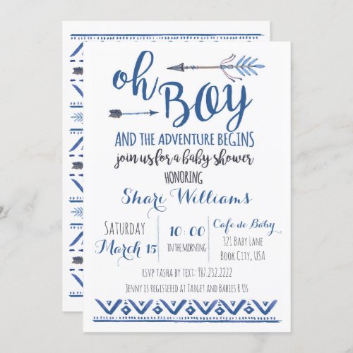 Oh Boy Tribal Baby Shower Invitation _CUSTOM