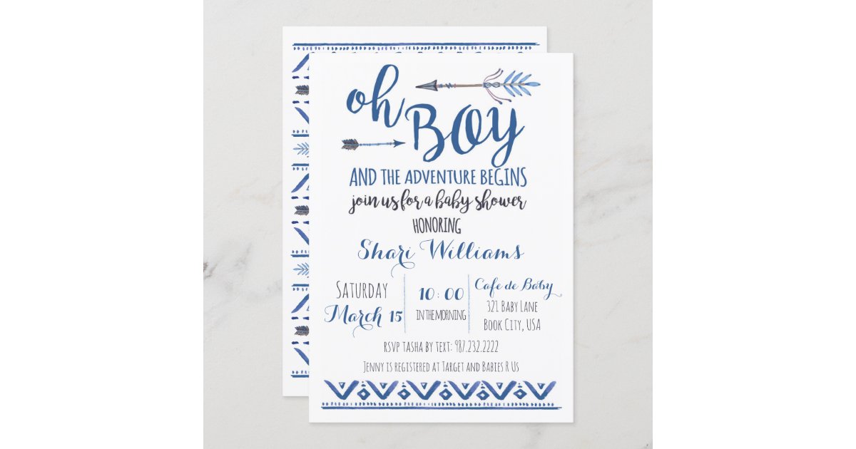 Tribal Baby Shower Invitation for a Boy