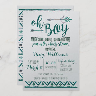 Oh Boy Tribal Baby Shower Invitation -Green