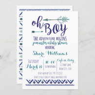 Oh Boy Tribal Baby Shower Invitation - TEAL CUSTOM