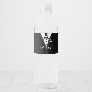 Oh Boy! Tuxedo Water Bottle Label