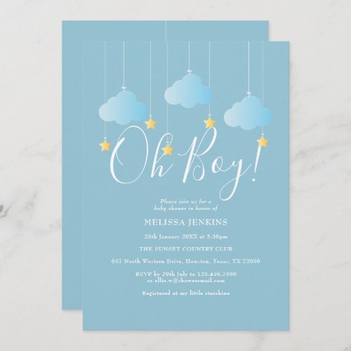 Oh Boy Twinkle Twinkle Baby Shower  Sprinkle Invitation