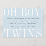 Oh Boy Twins Baby Shower Invitation