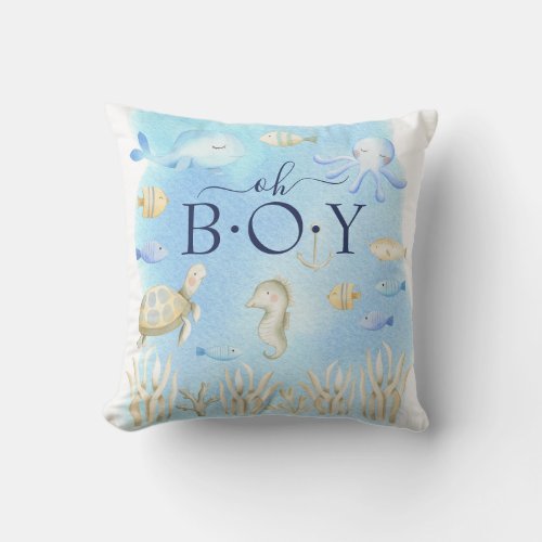 Oh Boy Under the Sea Baby Birth Stats Pillow