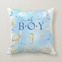 Oh Boy Under the Sea Baby Birth Stats Pillow