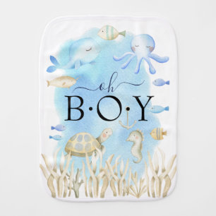 Oh Boy Under the Sea Baby  Burp Cloth