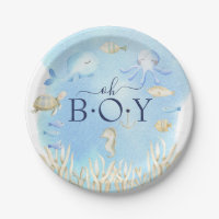 Oh Boy Under the Sea Baby Shower 7" Plate