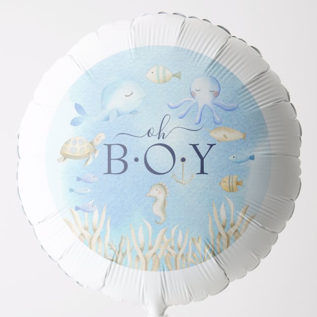 Oh Boy Under The Sea Baby Shower Balloon (Front)