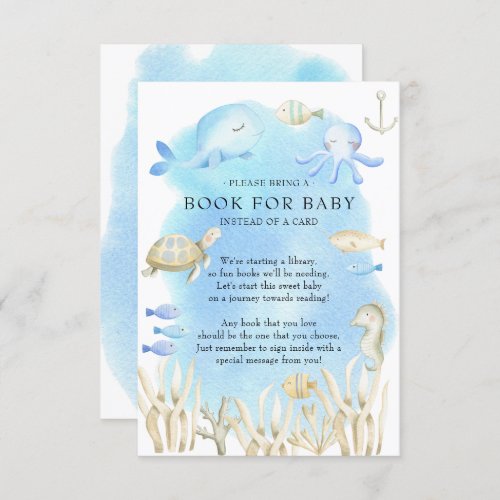 Oh Boy Under the Sea Baby Shower Book for Baby Enclosure Card