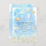 Oh Boy Under the Sea Baby Shower Diaper Raffle Invitation