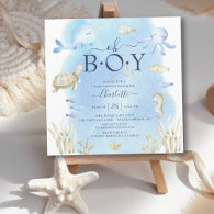 Oh Boy Under The Sea Baby Shower  Invitation