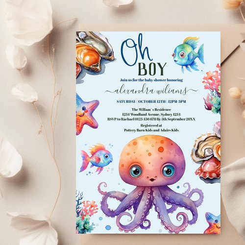 Oh Boy Under The Sea Baby Shower Invitation