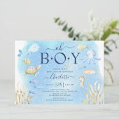 Oh Boy Under The Sea Baby Shower  Invitation (Standing Front)