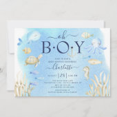 Oh Boy Under The Sea Baby Shower  Invitation (Front)