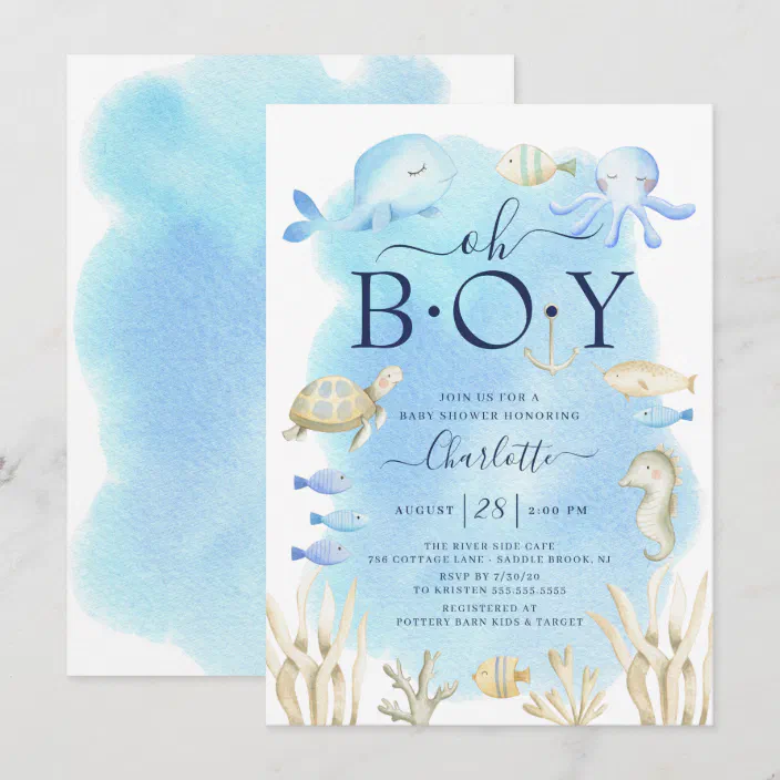 Oh Boy Under The Sea Baby Shower Invitation Zazzle Com