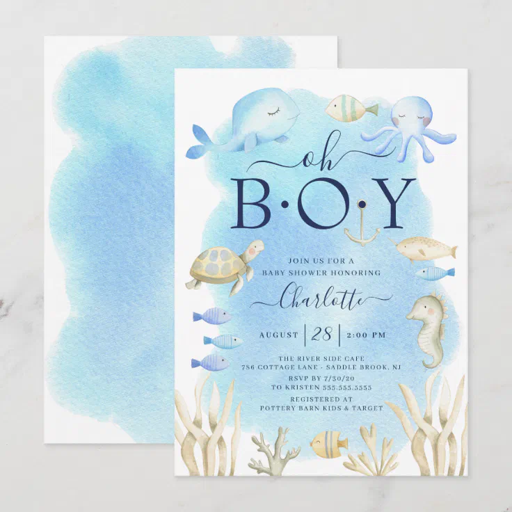 Oh Boy Under The Sea Baby Shower Invitation Zazzle