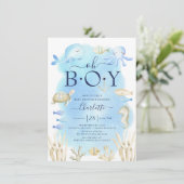 Oh Boy Under The Sea Baby Shower  Invitation (Standing Front)