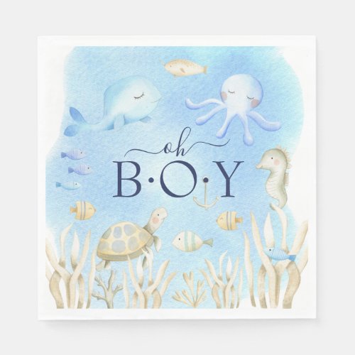 Oh Boy Under the Sea Baby Shower Paper Napkins