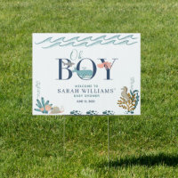 Oh Boy Under the Sea Blue Watercolor Baby Shower